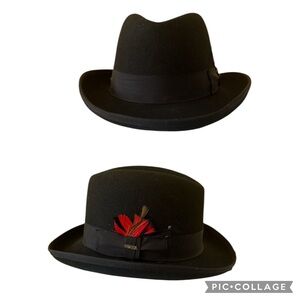 Scala Classico 100% Wool Felt Black Homburg Godfather Hat Size Large